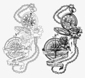 tattoo bussola e orologio