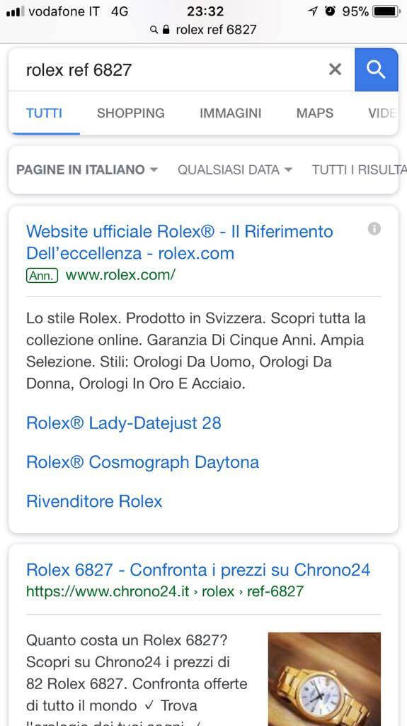 utilizza google per vendere orologio usato