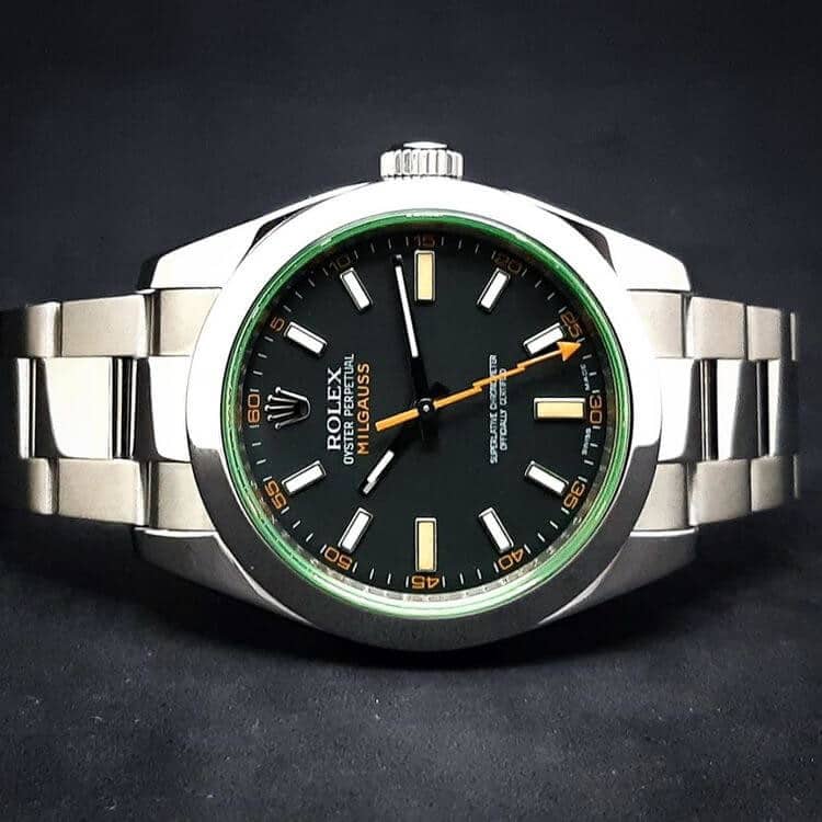 Rolex Milgauss con quadrante verde anche se in realtà è nero