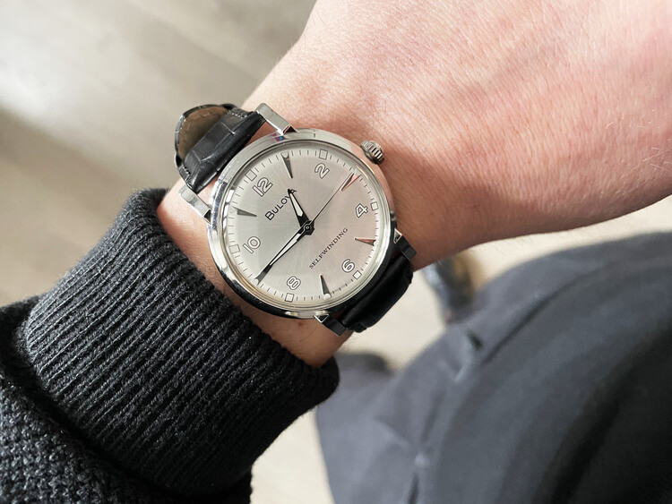 Bulova Orologio Uomo Meccanico Automatico Clipper - Acciaio 42mm, Cinturino In Pelle Nera, Vetro Minerale, Ref. 96C130