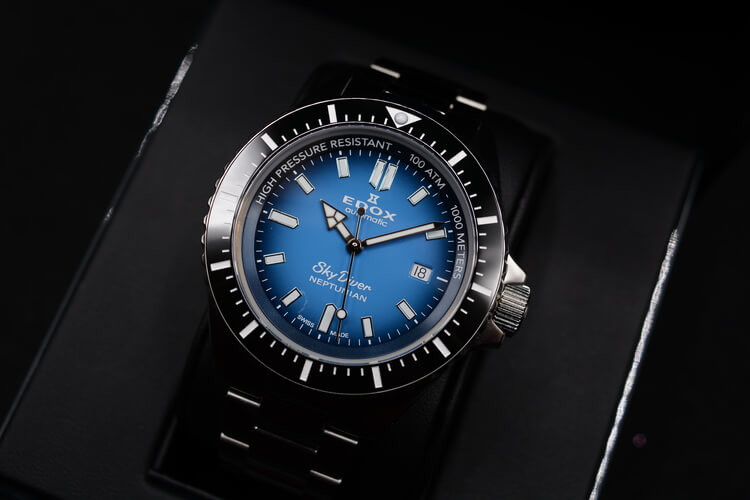 Quadrante blu Edox Skydiver Neptunian recensione