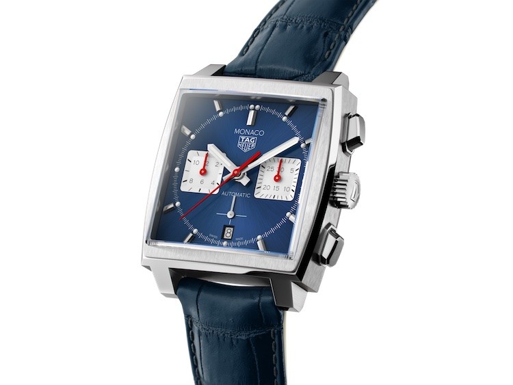 TAG Heuer Monaco Calibre Heuer 02 Blu con cinturino in pelle