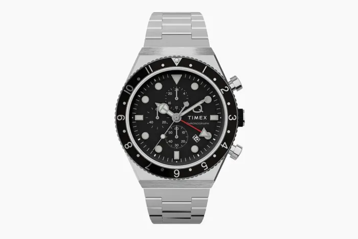 Q Timex Three Time Zone Chronograph