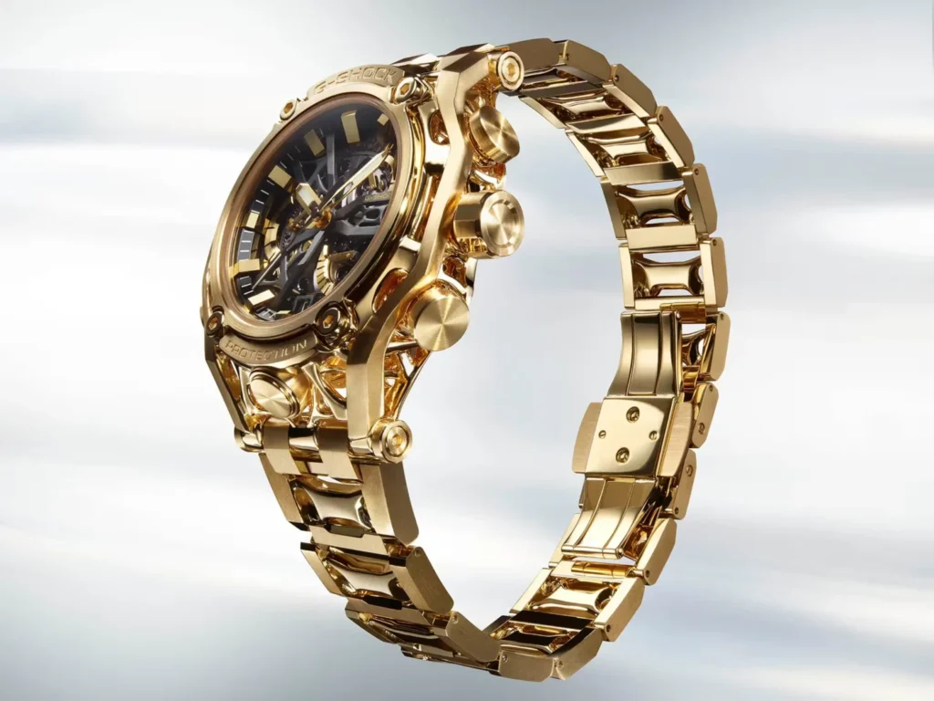 Un orologio Casio G-Shock d'oro progettato utilizzando l'intelligenza artificiale.