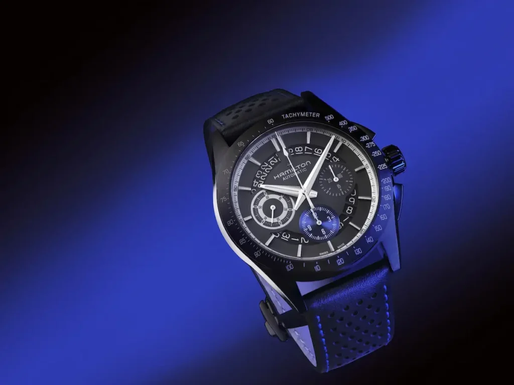 Hamilton Jazzmaster Performer Auto Chrono 42 mm in PVD nero Hamilton Jazzmaster Performer Auto Chrono 42 mm in PVD nero