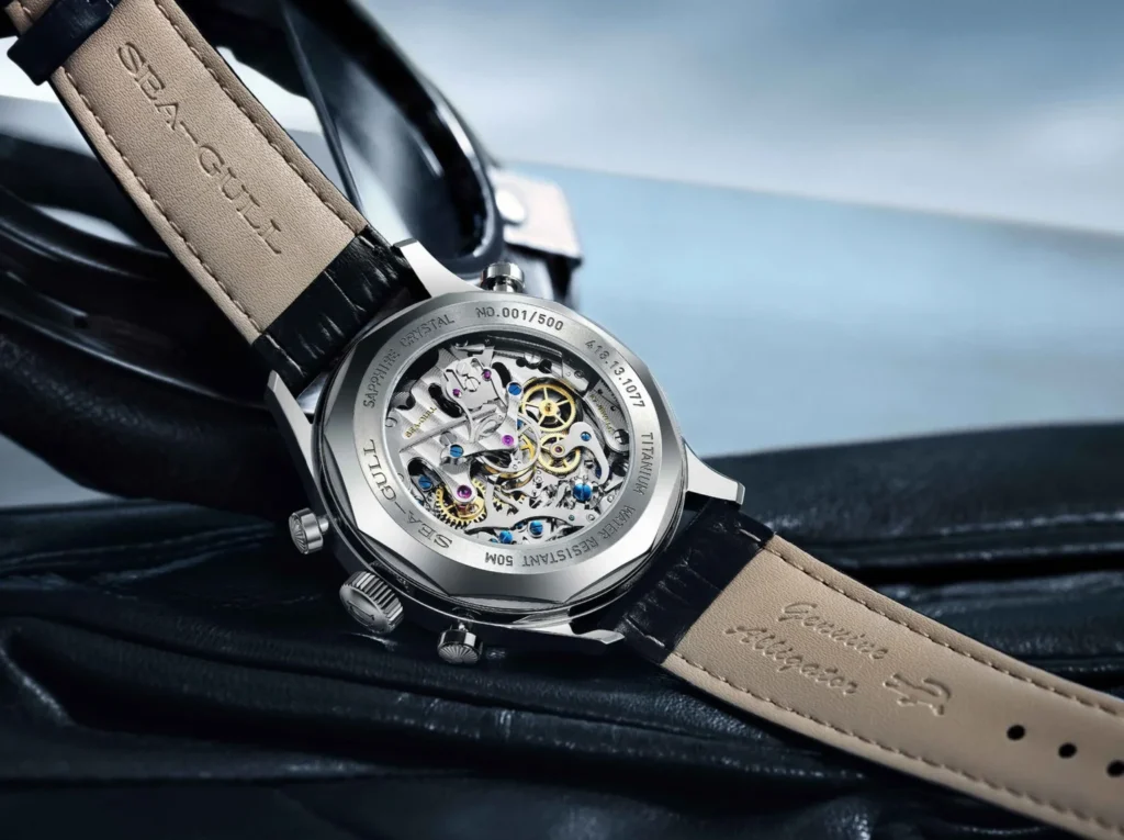 Sugess Orologio Meccanico Cronografo Uomo - Movimento Gabbiano ST1901, Vetro Zaffiro, Impermeabile 5ATM, Pelle