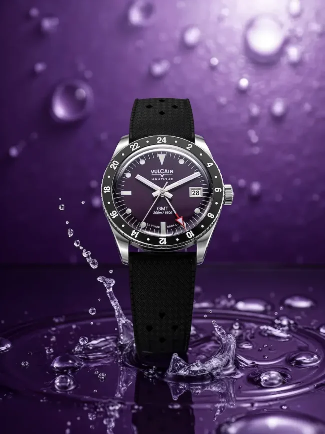 Vulcain Skindiver Nautique GMT con quadrate viola