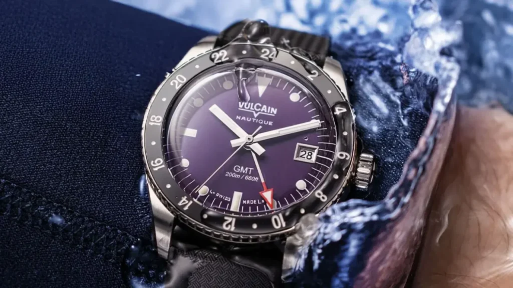 Vulcain Skindiver Nautique GMT con quadrate viola