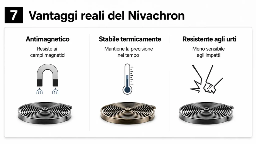 I vantaggi reali del Nivachron: magnetismo, temperatura e urti I vantaggi reali del Nivachron: magnetismo, temperatura e urti